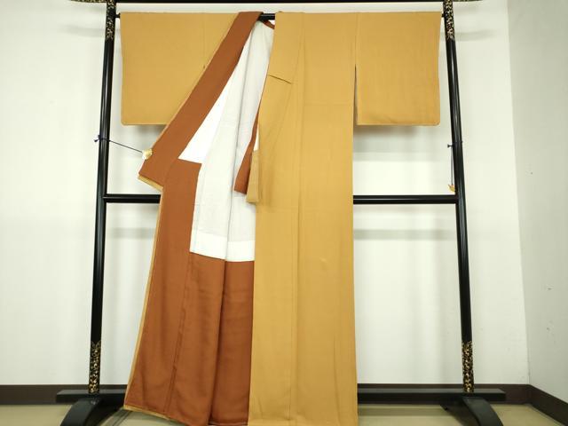 平和屋着物●ファッションデザイナー 花井幸子監修 色無地 櫨染色 正絹 逸品 DABJ8642ps