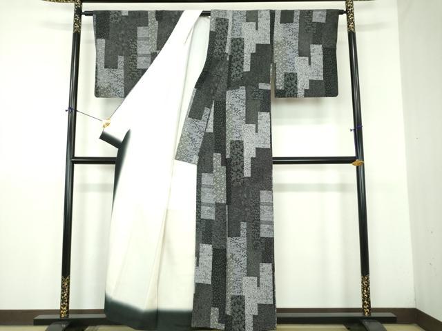 平和屋着物●上質な小紋 吉祥文 黒地 正絹 逸品 DABJ8643ps