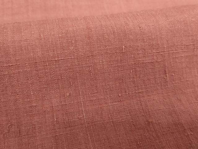 平和屋着物●本場結城紬 色無地 甚三紅色 正絹 逸品 DABJ8648ps