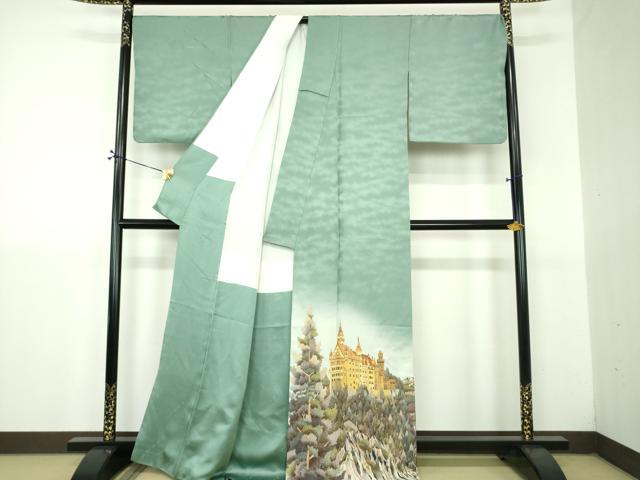 平和屋着物●螺鈿作家 甲斐泰造 色留訪問着 螺鈿 異国風景文 暈し染め 金彩 正絹 逸品 DABJ8656ps
