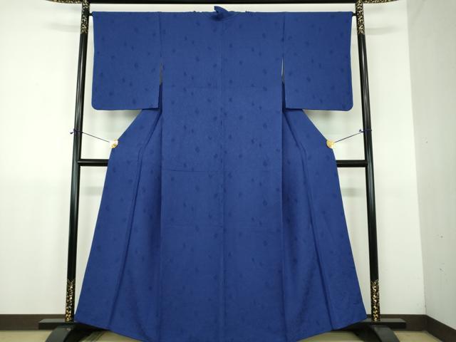 平和屋着物●上質な色無地 花唐草地紋 紺青色 正絹 逸品 DABJ8675ps