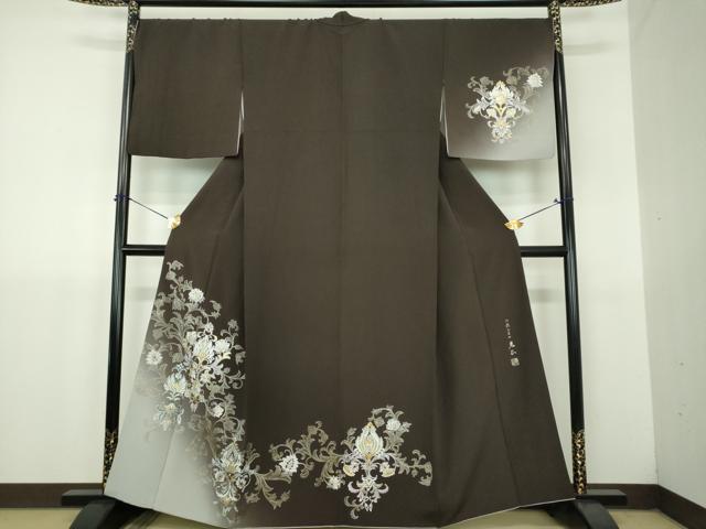 平和屋着物●金彩友禅 卓越技能者・名工・和田光正 訪問着 更紗花文 暈し染め 金銀彩 正絹 逸品 DABJ8682ps
