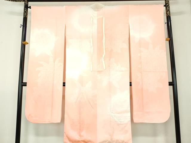 平和屋着物●振袖用長襦袢 袷 牡丹地紋 暈し染め 正絹 逸品 DABJ8686ps