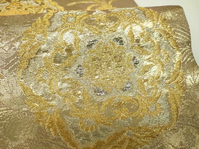 平和屋着物▼佐賀錦 六通柄袋帯 正倉院鳳凰花文 金銀糸 正絹 逸品 DABJ8718ps