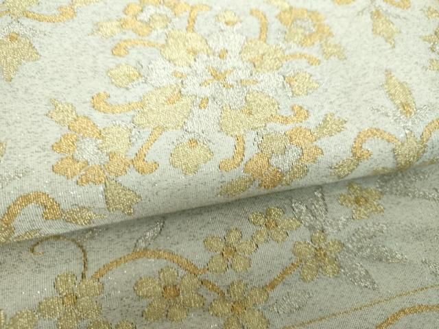 平和屋着物●爪掻き本綴れ 六通柄袋帯 横段花文 金銀糸 正絹 逸品 DABJ8731ps