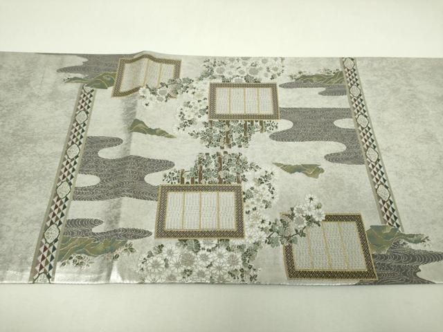 平和屋本店▼松尾光琳 六通柄袋帯 本金琳派菊花簾図 引箔 正絹 逸品 DABJ8732ps