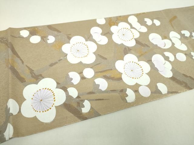 平和屋着物▼太鼓柄袋帯 手描き 槍梅 金糸 正絹 逸品 DABJ8738ps
