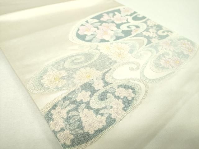 平和屋着物▼中国三大刺繍 総相良刺繍 総刺繍 太鼓柄袋帯 流水花文 正絹 逸品 DABJ8741ps