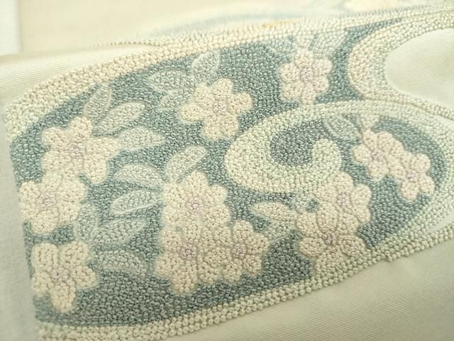 平和屋着物▼中国三大刺繍 総相良刺繍 総刺繍 太鼓柄袋帯 流水花文 正絹 逸品 DABJ8741ps