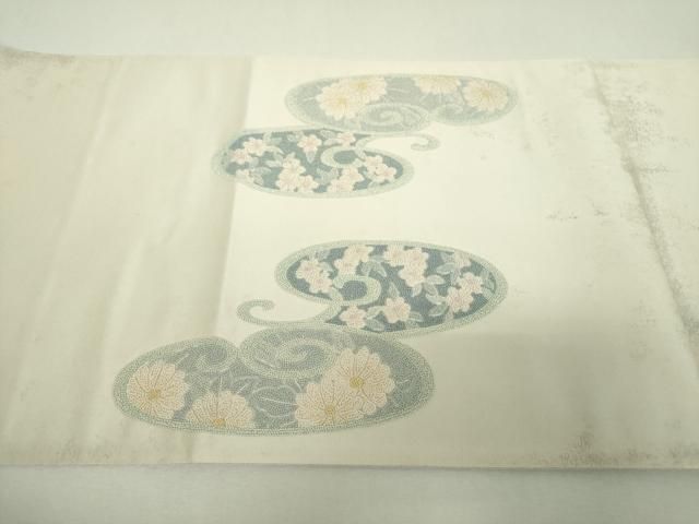 平和屋着物▼中国三大刺繍 総相良刺繍 総刺繍 太鼓柄袋帯 流水花文 正絹 逸品 DABJ8741ps