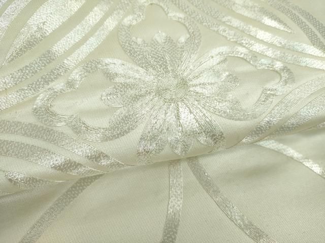 平和屋着物▼太鼓柄袋帯 総駒刺繍 総刺繍 七宝花文 銀糸 正絹 逸品 DABJ8770ps
