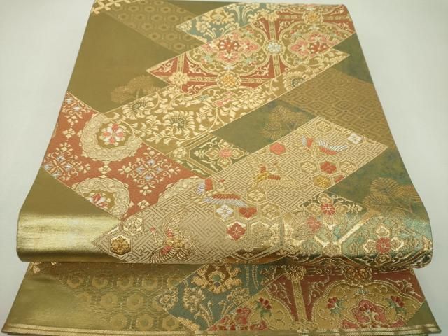 平和屋着物▼六通柄袋帯 鳳凰花文 金銀糸 引箔 正絹 逸品 DABJ8788ps