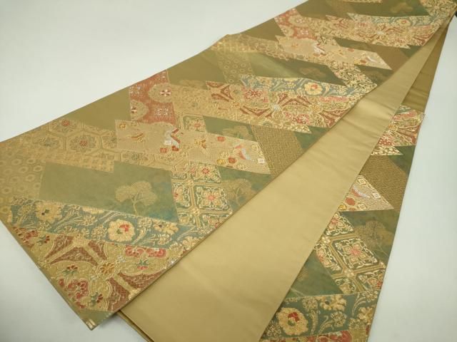 平和屋着物▼六通柄袋帯 鳳凰花文 金銀糸 引箔 正絹 逸品 DABJ8788ps
