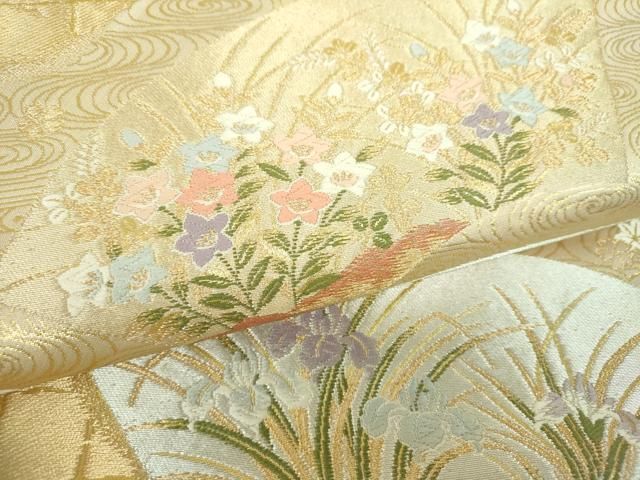 平和屋着物▼西陣 服部織物 六通柄袋帯 唐織 地紙花文 金銀糸 正絹 逸品 DABJ8790ps