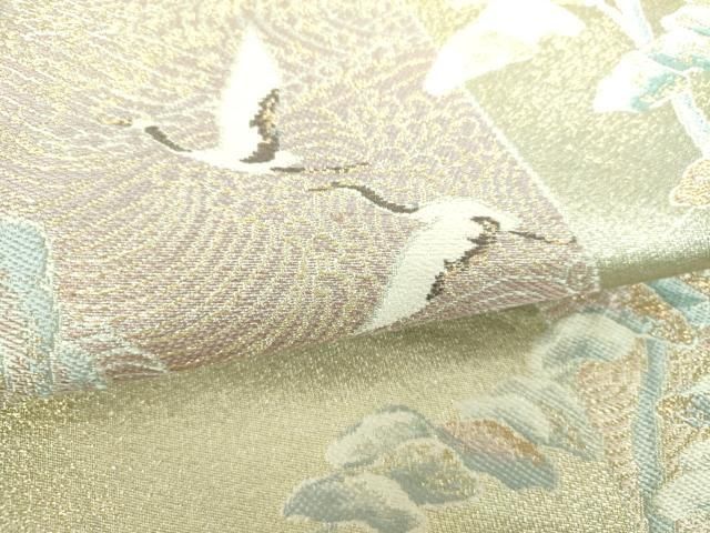 平和屋着物▼六通柄袋帯 浜松飛鶴文 金銀糸 正絹 逸品 DABJ8818ps
