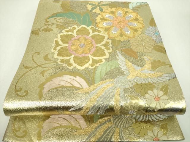 平和屋着物▼六通柄袋帯 鳳凰花文 金銀糸 正絹 逸品 DABJ8819ps