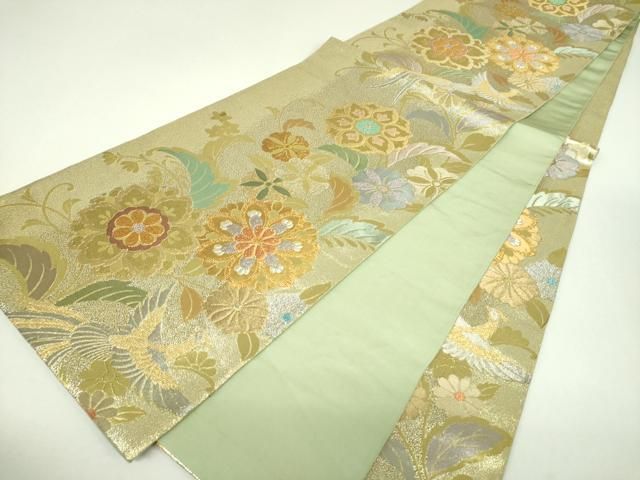 平和屋着物▼六通柄袋帯 鳳凰花文 金銀糸 正絹 逸品 DABJ8819ps