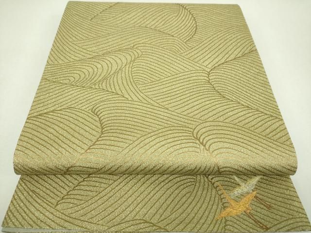 平和屋着物▼六通柄袋帯 ワンポイント 飛鶴文 流水文 金糸 正絹 逸品 DABJ8820ps