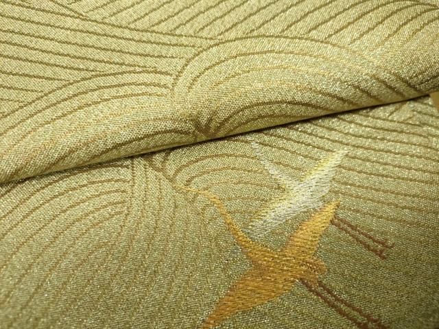 平和屋着物▼六通柄袋帯 ワンポイント 飛鶴文 流水文 金糸 正絹 逸品 DABJ8820ps