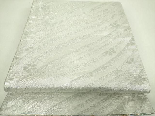 平和屋着物▼佐賀錦 両面 六通柄袋帯 京美 舞蝶花文 金銀糸 正絹 逸品 DABJ8855ps