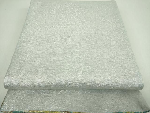 平和屋着物▼両面 六通柄袋帯 結び紐花文 金銀糸 正絹 逸品 DABJ8856ps