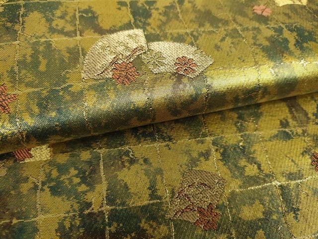 平和屋着物▼西陣 服部織物 六通柄袋帯 地紙花文 金糸 引箔 正絹 逸品 DABJ8858ps
