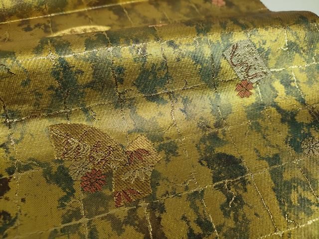 平和屋着物▼西陣 服部織物 六通柄袋帯 地紙花文 金糸 引箔 正絹 逸品 DABJ8858ps