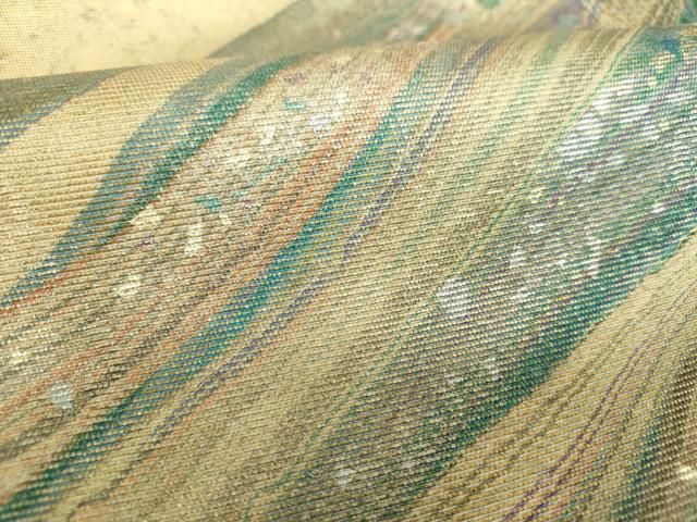 平和屋着物▼太鼓柄袋帯 霞間道 金銀彩 引箔 正絹 逸品 未使用 DABJ8860ps