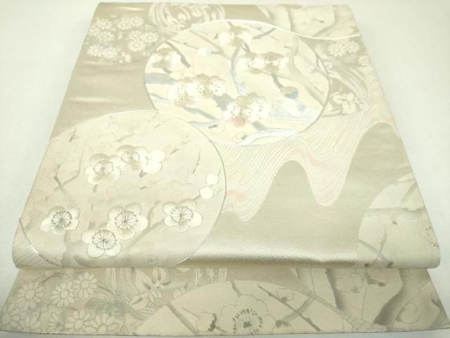 平和屋着物▼六通柄袋帯 駒刺繍 花丸文 金銀糸 正絹 逸品 DABJ8873ps