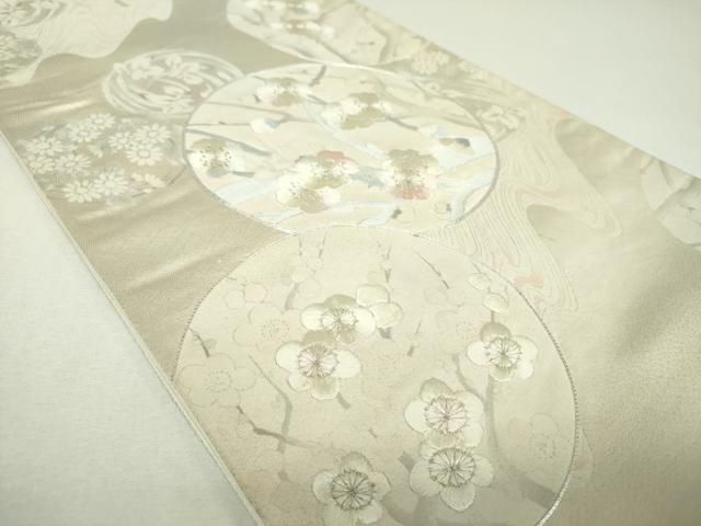 平和屋着物▼六通柄袋帯 駒刺繍 花丸文 金銀糸 正絹 逸品 DABJ8873ps