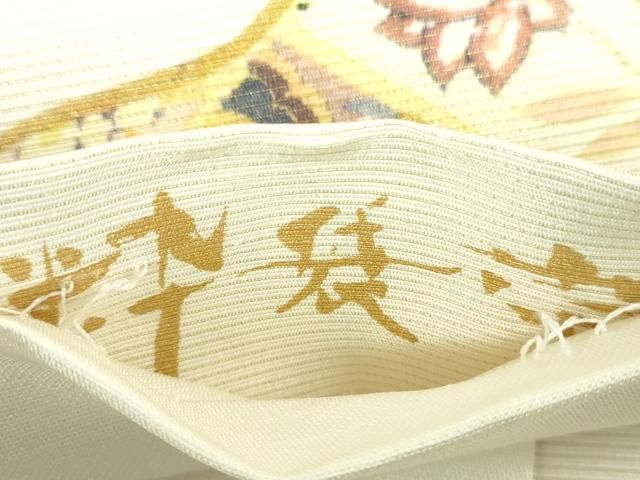 平和屋着物▼太鼓柄袋帯 粋袋帯 更紗花鳥文 金彩 金通し地 正絹 逸品 DABJ8876ps