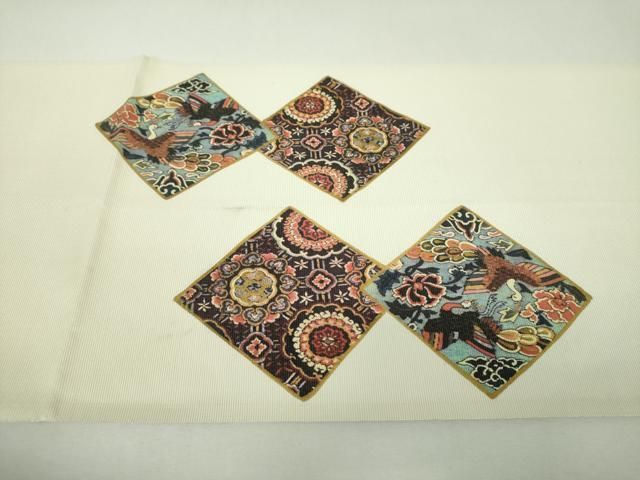 平和屋着物▼太鼓柄袋帯 粋袋帯 更紗花鳥文 金彩 金通し地 正絹 逸品 DABJ8876ps