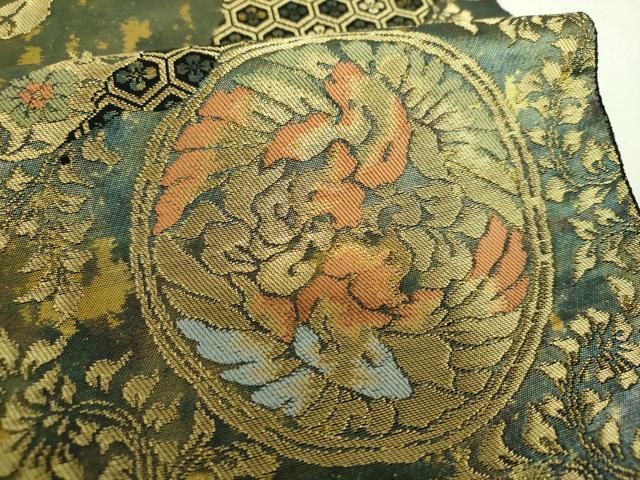 平和屋着物▼六通柄袋帯 道長花鳥文 金糸 引箔 正絹 逸品 DABJ8884ps