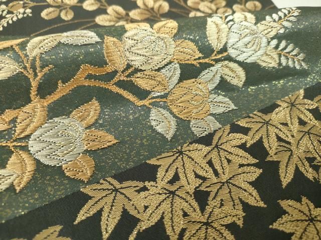 平和屋着物▼ファッションデザイナー 花井幸子 六通柄袋帯 吉祥花文 金銀糸 正絹 逸品 DABJ8892ps
