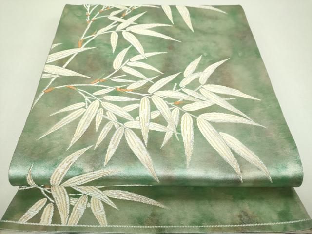 平和屋着物▼六通柄袋帯 笹文 金銀糸 引箔 正絹 逸品 DABJ8917ps