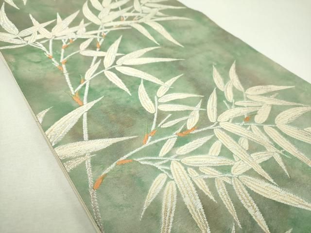 平和屋着物▼六通柄袋帯 笹文 金銀糸 引箔 正絹 逸品 DABJ8917ps
