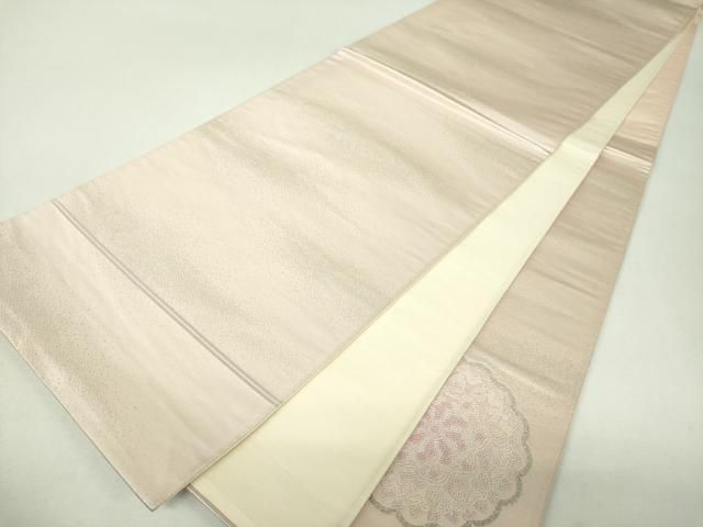 平和屋着物▼太鼓柄袋帯 総刺繍 正倉院舞蝶花文 銀糸 正絹 逸品 DABJ8933ps