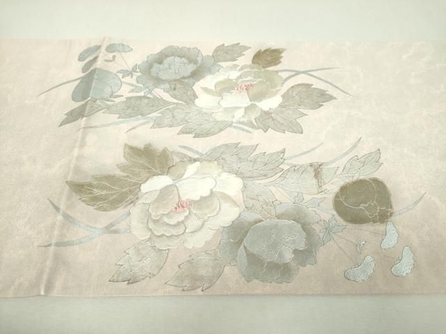 平和屋着物▼太鼓柄袋帯 駒刺繍 花鳥文 金銀彩 正絹 逸品 DABJ8978ps