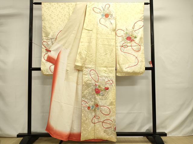 平和屋着物■豪華振袖 駒刺繍 糸巻花文 暈し染め 金彩 正絹 逸品 DABJ9003ya