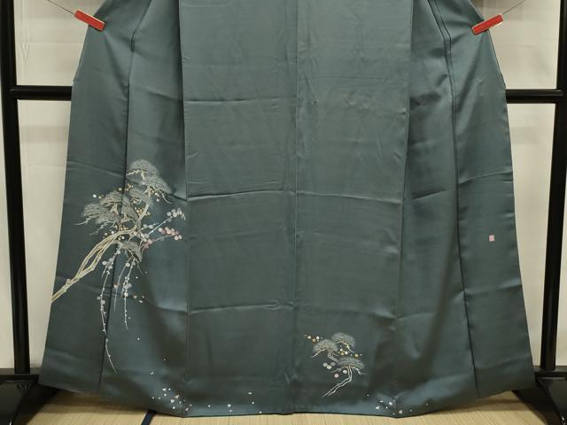 平和屋着物■訪問着 作家物 枝松花文 銀彩 正絹 逸品 DABJ9022ya