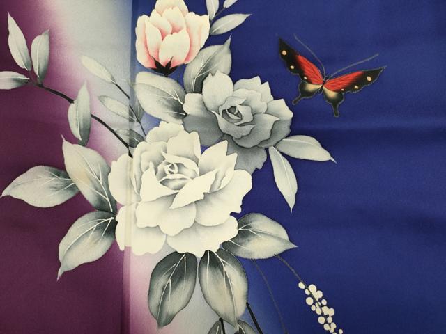 平和屋着物■訪問着 舞蝶花文 暈し染め 正絹 逸品 DABJ9027ya