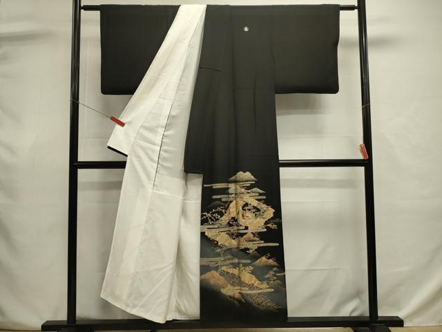 平和屋着物■豪華黒留袖 風景人物花文 暈し染め 金銀彩 正絹 逸品 DABJ9031ya