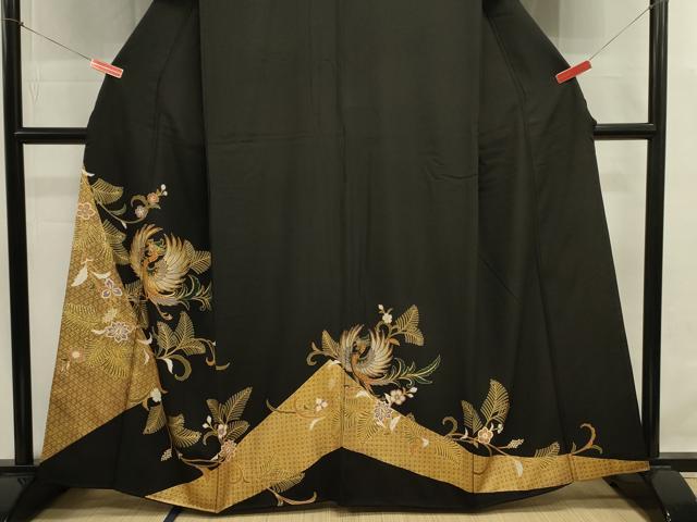 平和屋着物■豪華黒留袖 鳳凰花文 金銀彩 正絹 逸品 DABJ9036ya