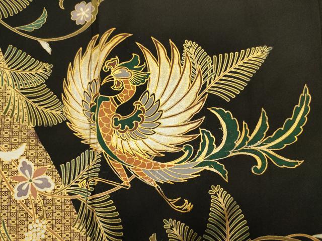 平和屋着物■豪華黒留袖 鳳凰花文 金銀彩 正絹 逸品 DABJ9036ya