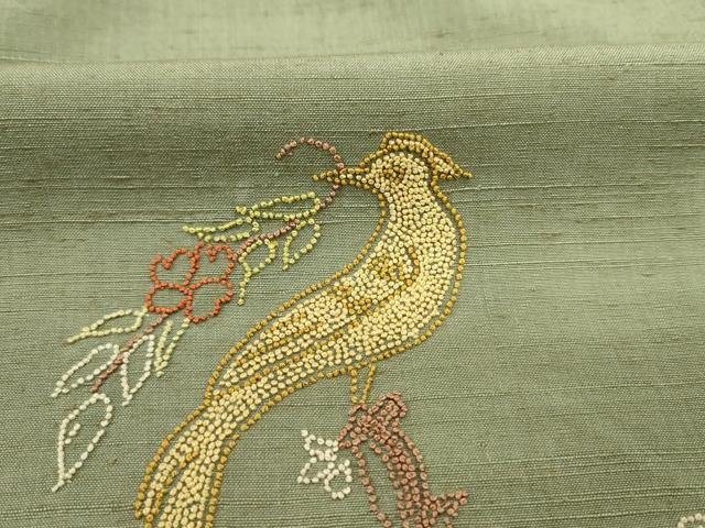 平和屋着物■中国三大刺繍 相良刺繍 総刺繍 色留訪問着 紬地 鳳凰花文 正絹 逸品 DABJ9042ya