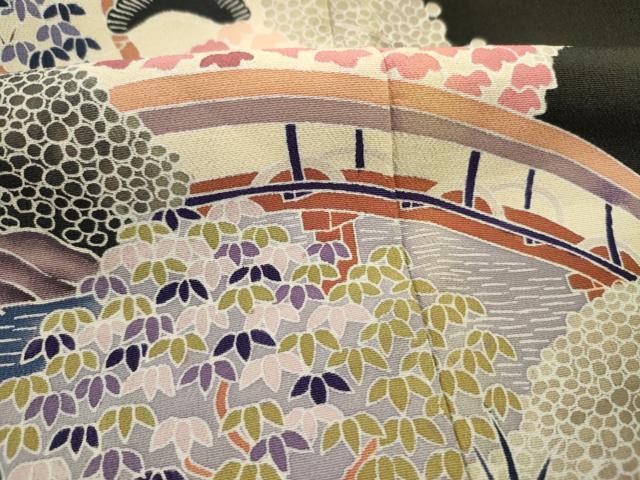 平和屋着物■豪華黒留袖 友禅 作家物 風景花松文 岡山後楽園 正絹 逸品 DABJ9043ya