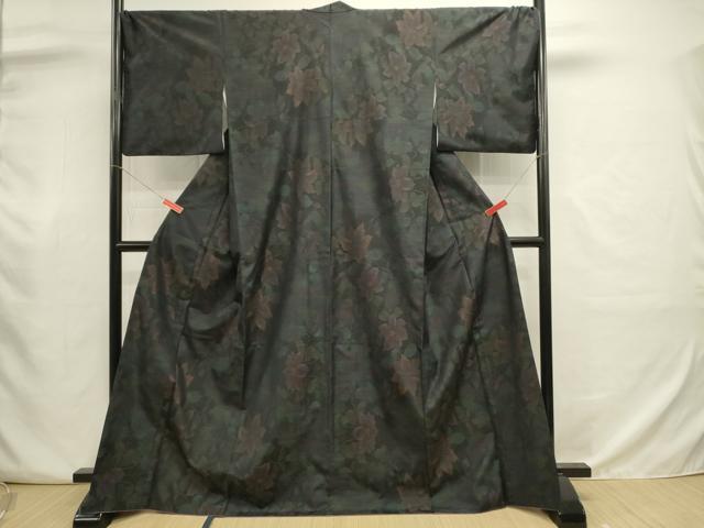 平和屋着物■本場大島紬 草花文 正絹 逸品 DABJ9045ya