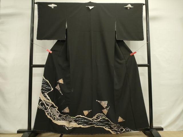 平和屋着物■豪華色留袖 立波扇面花文 金銀彩 正絹 逸品 DABJ9050ya