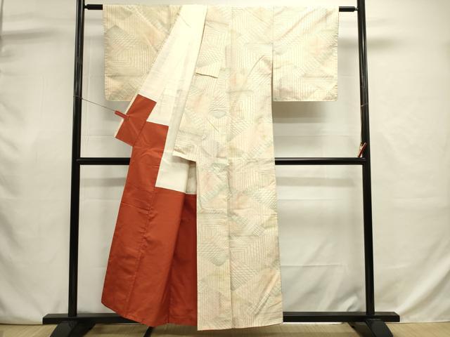 平和屋着物■上質な紬 幾何学文 正絹 逸品 DABJ9051ya