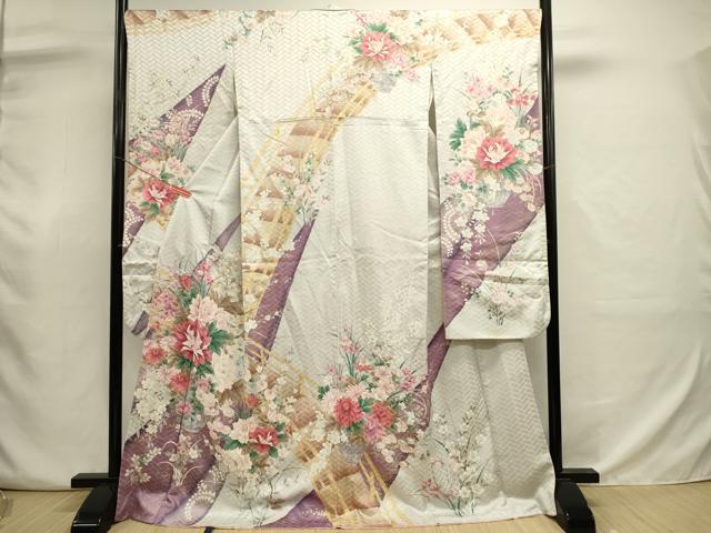 平和屋着物■豪華振袖 渡橋花文 牡丹 金彩 正絹 逸品 DABJ9055ya